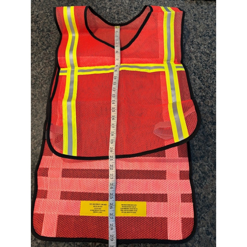Bestwork Industries High Visibility Safety Vest Long Back Orange Reflective Mesh